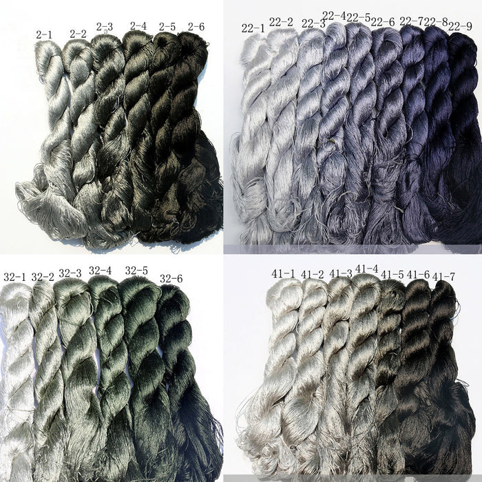 20m Suzhou Embroidery Mulberry Silk Thread(Grey and Black01 28*20m)
