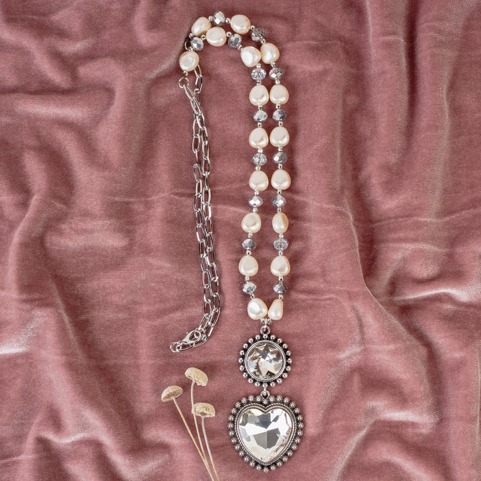 92087 - Crystal Heart Necklace - Clear