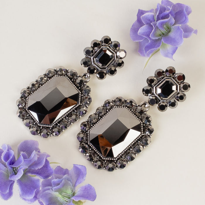 93407 - Crystal Earrings - Black Diamond