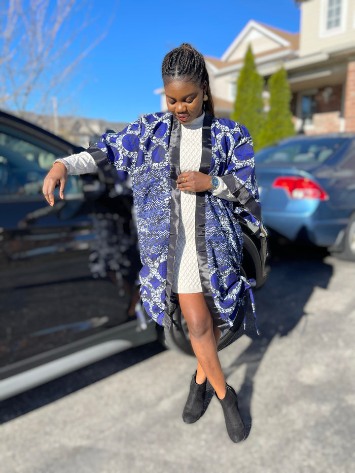 African Print Ankara Kimono One Size Dress - Kiekie Kimono (013)