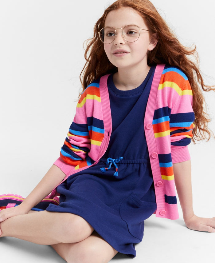 Epic Threads Girls Preppy Striped Cardigan- Pop Pink