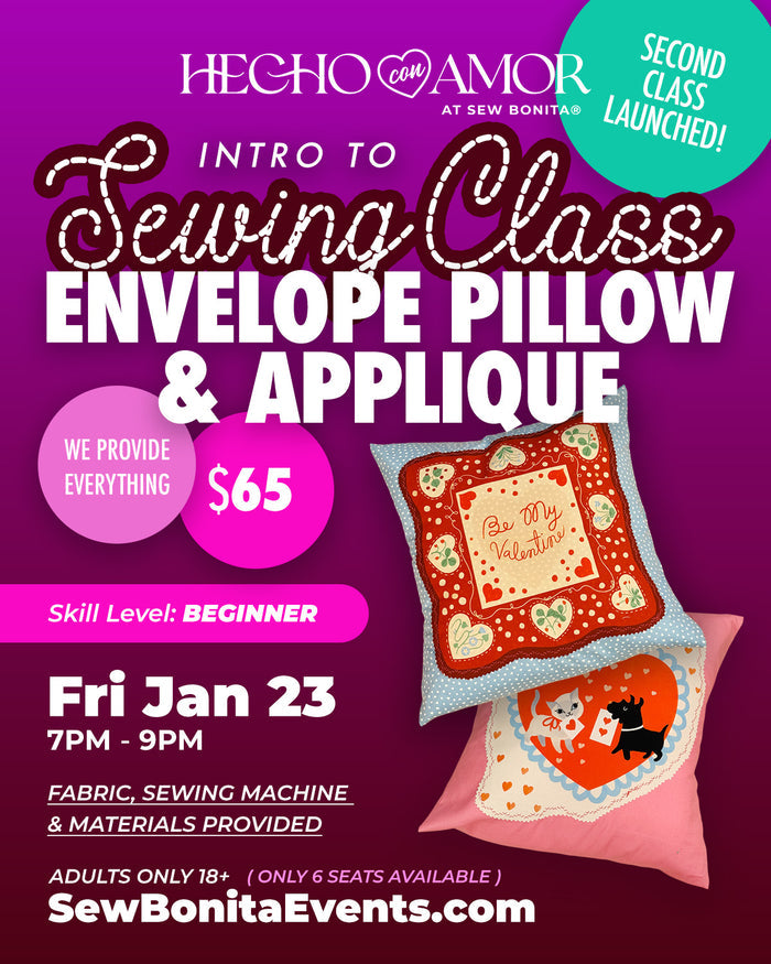 Fri Jan 23rd, 2026 / Adult Intro to Sewing Class (Envelope Pillow)