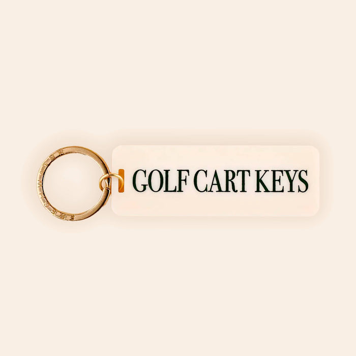 Golf Cart Keys Rectangle Keychain: Kelly Green