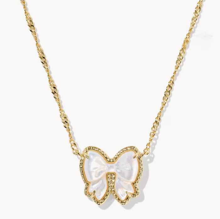 Kendra Scott Haley Bow Short Pendent Necklace: Gold Ivory