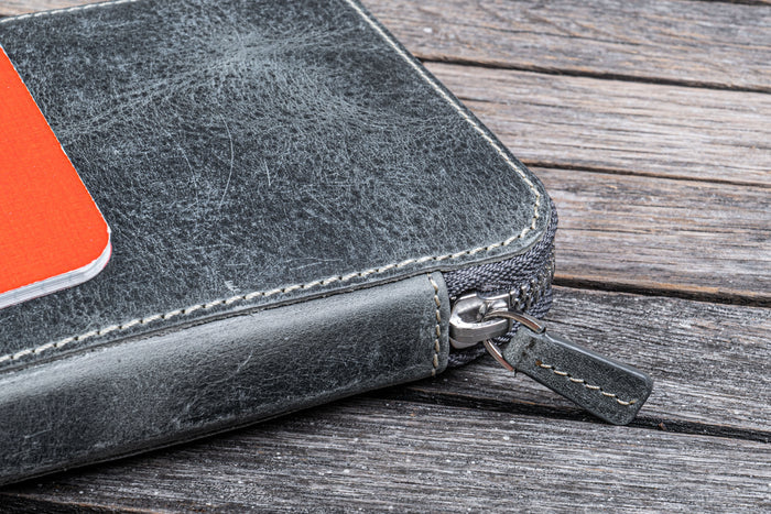 Leather Zippered Hobonichi Weeks Cover - Crazy Horse Smoky
