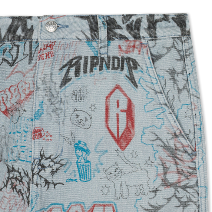 RIPNDIP Marker Wide Fit Pants (Light Wash Denim)