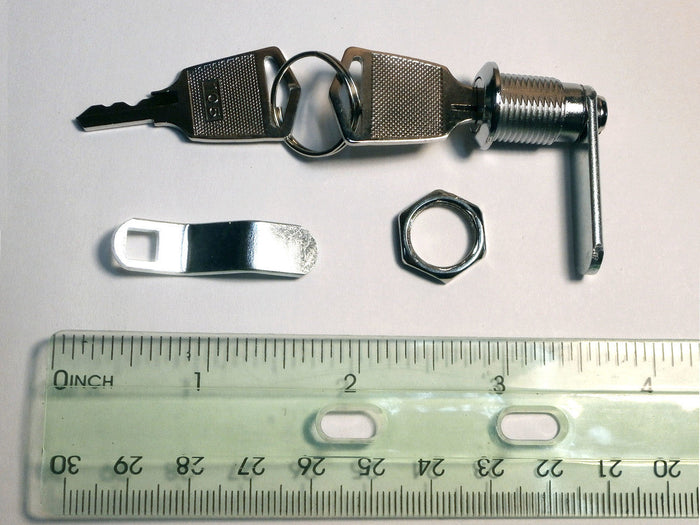 Master Spa X550230 Universal Lock and Key Set for Stereo Enclosure Top View with Ruler
