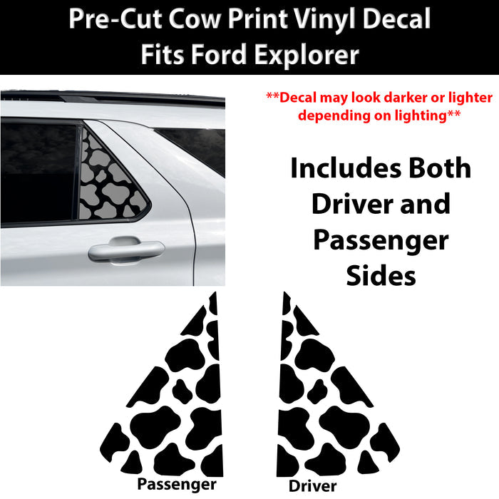 Precut Cow Print Rear Side Quarter Window Decals Fits Ford Explorer 2020-2027