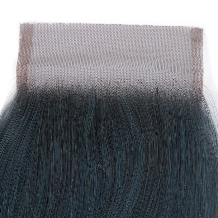 dark jade green virgin human hair with 4x4 lace closure