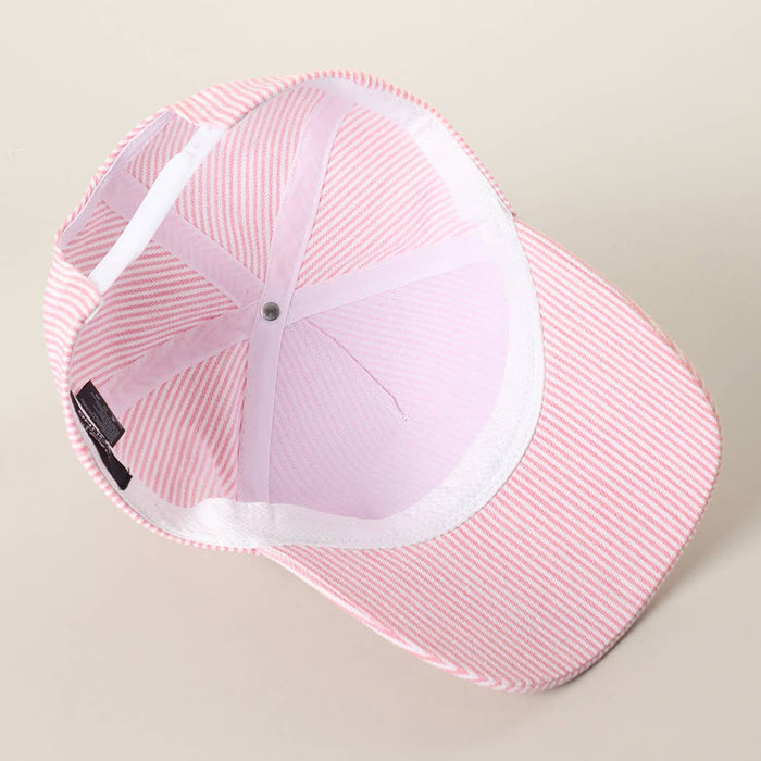 USA Letter Patch Striped Trucker Hat
: PINK