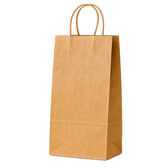 5" x 3" x 12" Twisted Handle Kraft Wine Bag