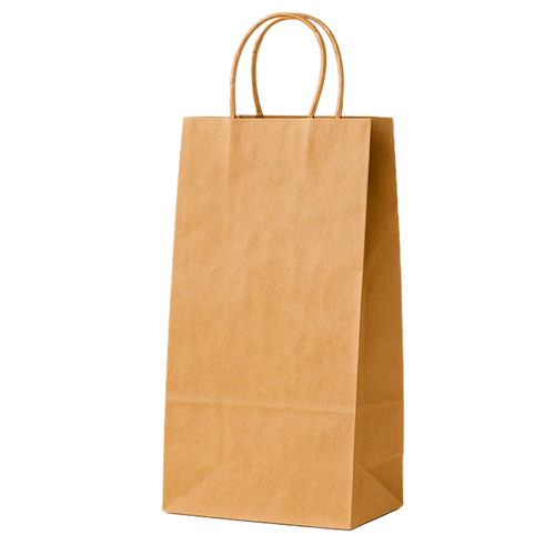 5" x 3" x 12" Twisted Handle Kraft Wine Bag