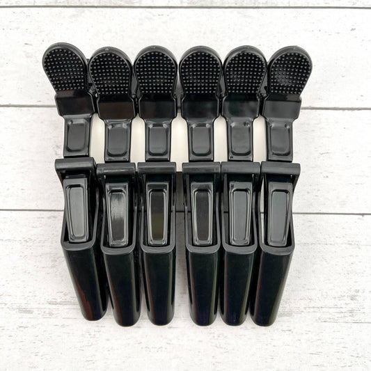 6pcs Solid Color Hair Sectioning Clips, Professional Styling: Black