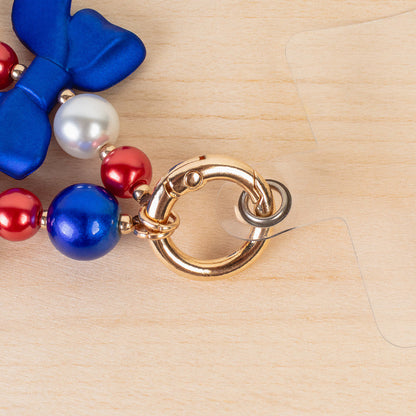70972 - USA Beaded Bow Phone Wristlet - Red White & Blue