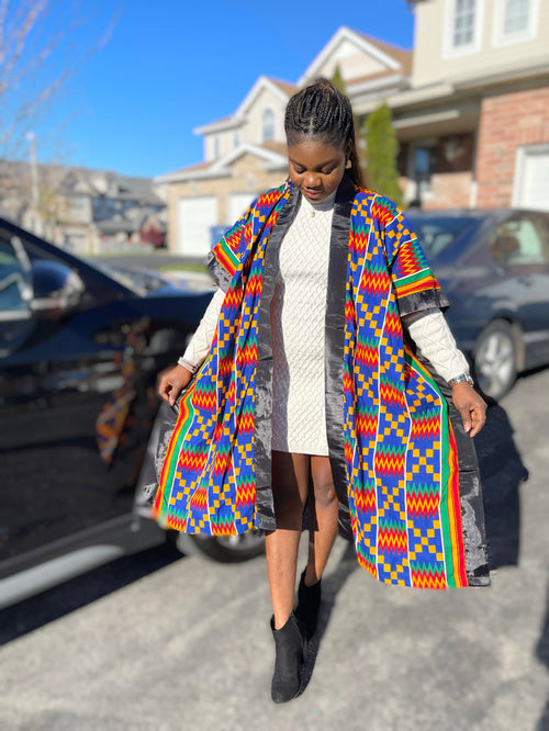 African Print Ankara Kimono One Size Dress - Kiekie Kimono 2.0 (007) 100% Cotton