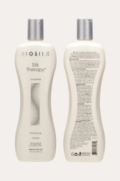 BioSilk Silk Therapy Best Silk Protein Shampoo 12 FL OZ (355 mL) - Professional Salon Shampoo, Gentle Daily Shampoo, Sulfate and Paraben Free, Made in USA, White Bottle with Silver Cap