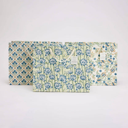 Block Printed Gift Bags (Large) - Indigo - Magnolia Lane co. Home + Garden + Gift