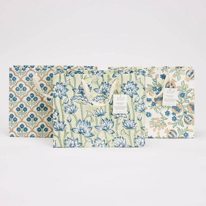 Block Printed Gift Bags (Medium) - Indigo - Magnolia Lane co. Home + Garden + Gift
