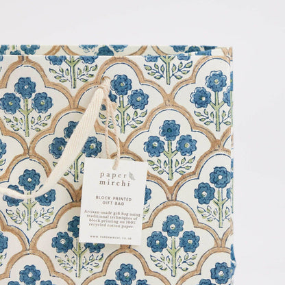 Block Printed Gift Bags (Medium) - Indigo - Magnolia Lane co. Home + Garden + Gift