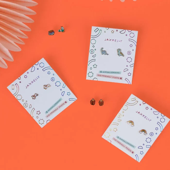 Bunny Enamel Flat Back Kids Earrings