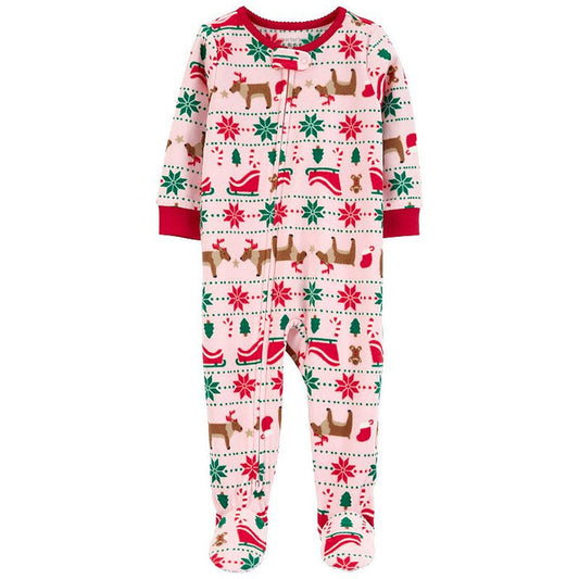 Carter's Fair Isle One-Piece Footed Pajamas Pink