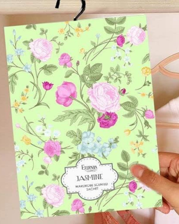 Eternia Jasmine wardrobe scented sachet with floral rose and vine design