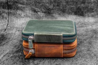 Expansi-Pouch Leather Wide 10 Slots Pen Case - A6 Zip Folio - C. H. Brown