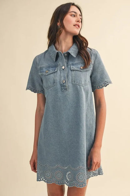 Eyelet You Go Denim Dress