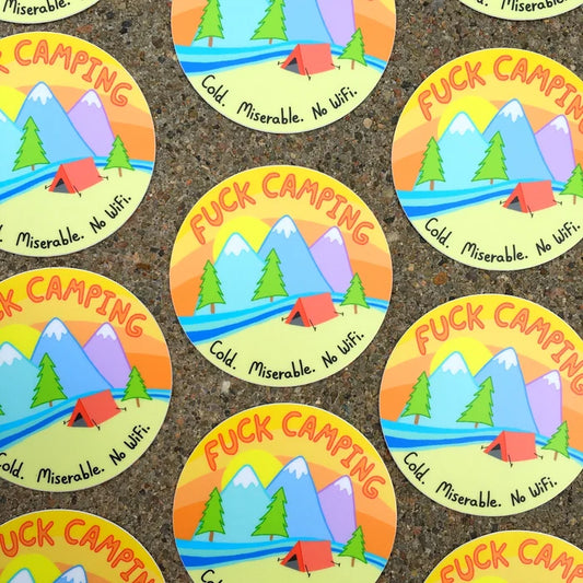 F Camping Sticker