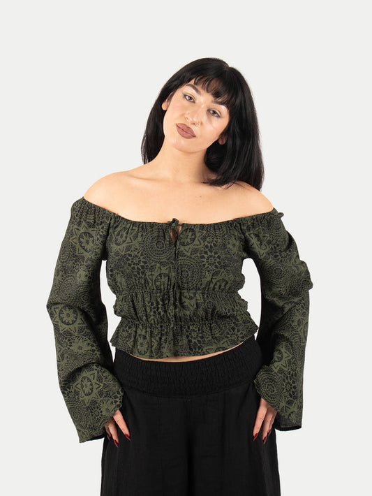 Flowy Peasant Blouse | Forest-Image 1