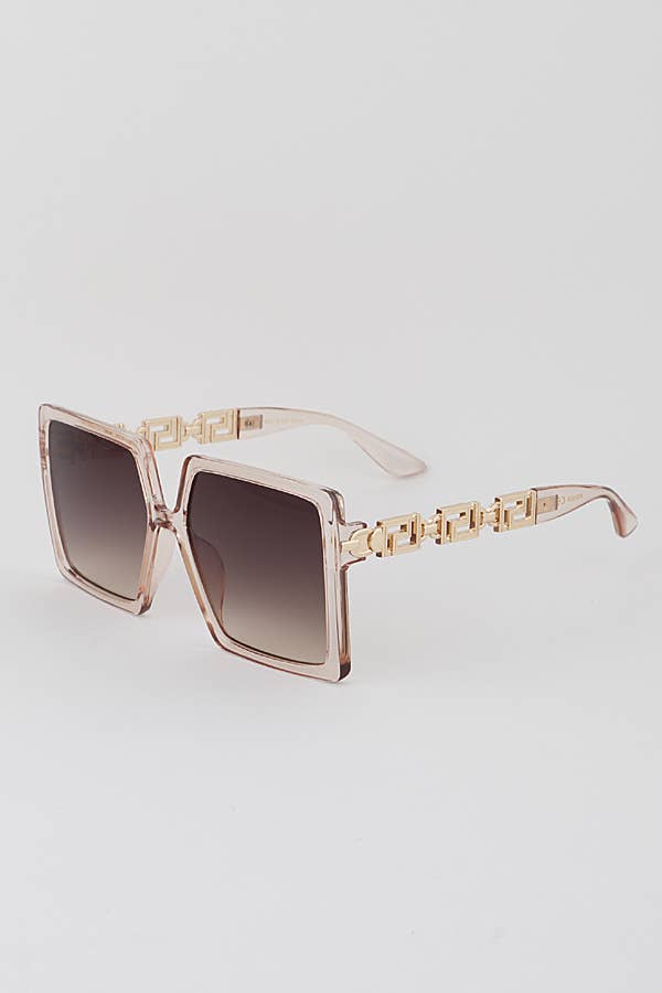 Greek Key Square Tinted Lens Sunglasses