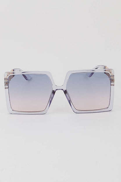 Greek Key Square Tinted Lens Sunglasses