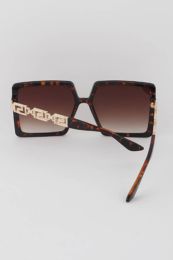 Greek Key Square Tinted Lens Sunglasses
