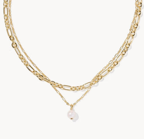 Kendra Scott Ashton Pearl Multi Strand Necklace: Gold