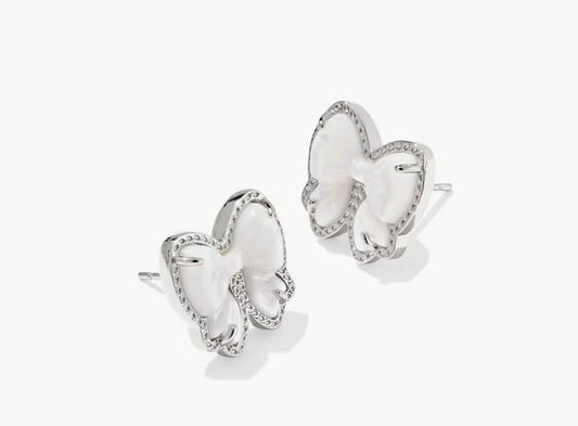 Kendra Scott Haley Bow Stud Earrings : Silver Ivory
