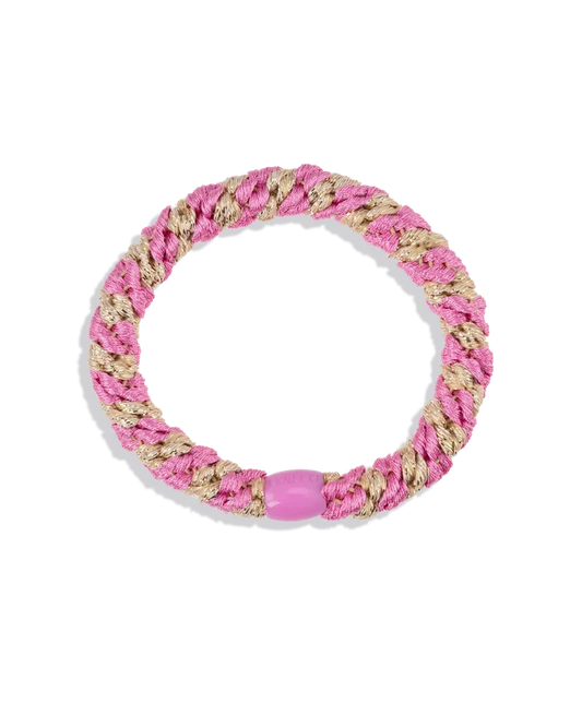 KKNEKKI ORIGINAL HAIR TIES | Bubblegum Beige Glitter Stripe KKNEKKI