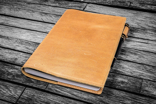 Leather Slim A5 Notebook / Planner Cover - Crazy Horse Honey Ochre
