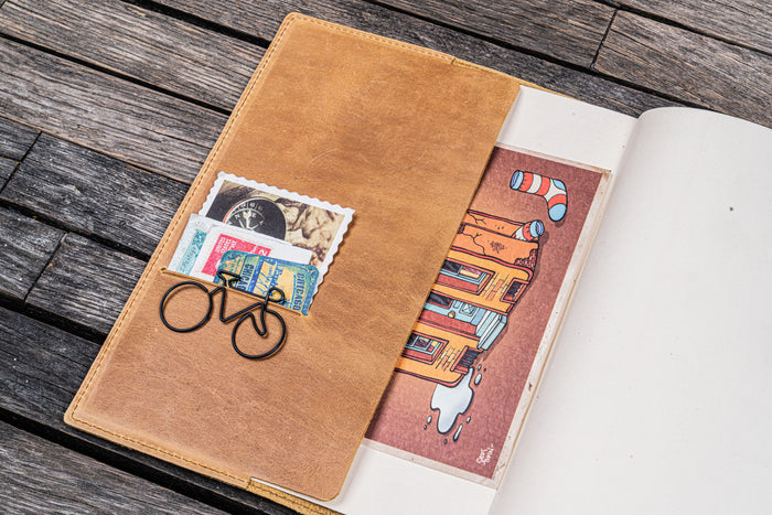 Leather Slim A5 Notebook / Planner Cover - Crazy Horse Honey Ochre