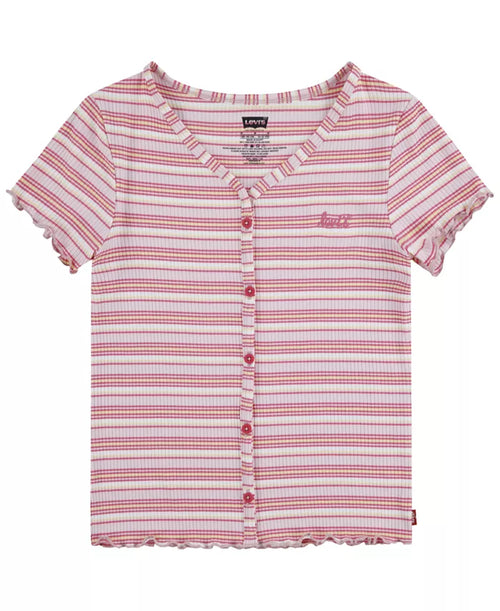 Levi's Girls' Short Sleeve Striped T-Shirt - Pink XL