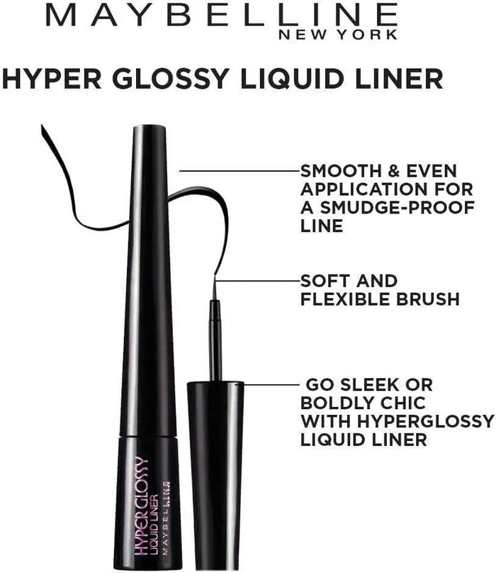 Maybelline Hyper Glossy Liquid Liner - With FREE GIFT (Pair of Multicolor Bangles) - - Pinky Cosmetics -- United Arab Emirates -- Pinky Cosmetics