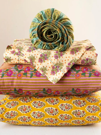 Mix & Match Cotton Fitted Sheet - Teal Vines-view 3