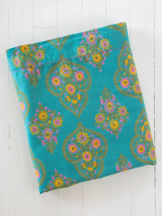Mix & Match Cotton Flat Sheet - Teal Willow Medallion-view 1