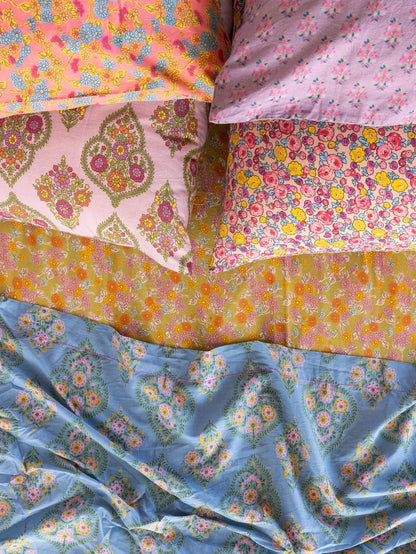 Mix & Match Cotton Pillowcase, Single - Coral Daisy Toss-view 2