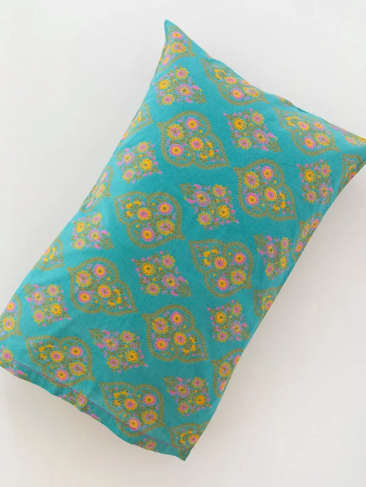 Mix & Match Cotton Pillowcase, Single - Teal Willow Medallion-view 1