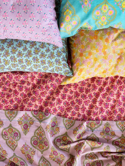 Mix & Match Cotton Pillowcase, Single - Teal Willow Medallion-view 2