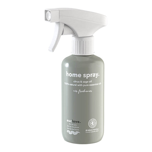 300ml spray bottle of Euclove Natural Home Spray Air Freshener in citrus and sage scent, 100% natural with pure essential oils.