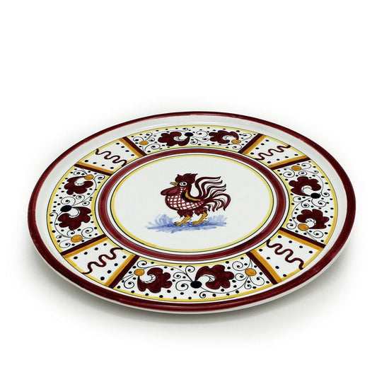 ORVIETO RED ROOSTER: Deruta Pizza Plate - Cake or Cheese Platter.