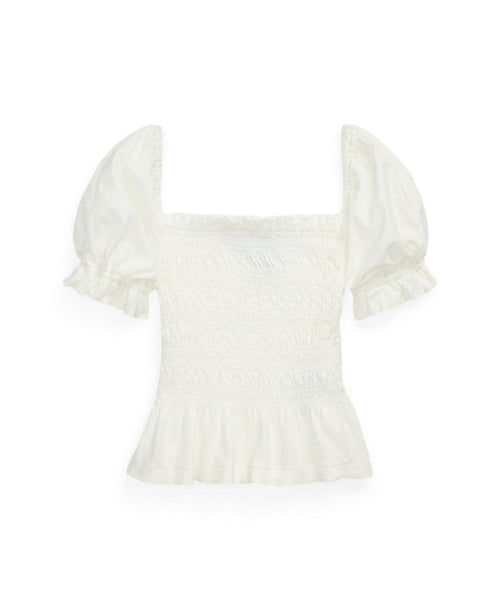Polo Ralph Lauren Toddler and Little Girls Smocked Jersey Peplum Top - White $21.93 online