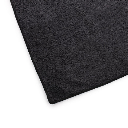 The Rag Company Spa and Workout 16x27 black 3 pack corner view on a white background.