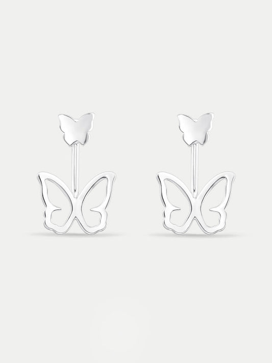 Sterling Silver Butterfly Ear Jacket Earring | Silver-Image 1